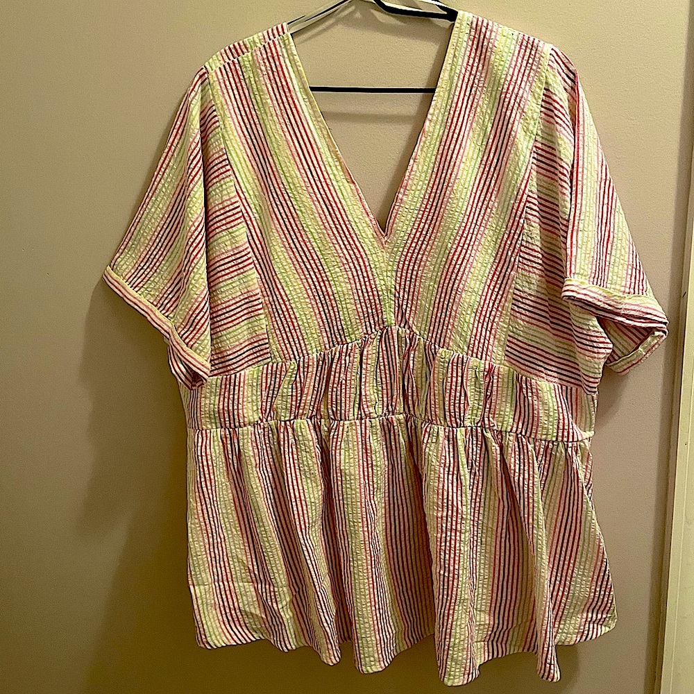 Davi & Dani size 3x multi colored stripe top. Brand new with tags